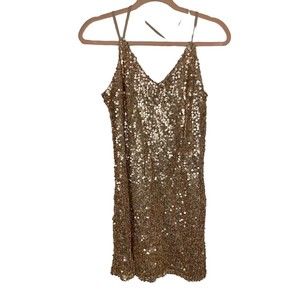 Xhilaration Fab Ladies Gold Nude Sequin Dress Cocktail Party Size XSmall NWT!